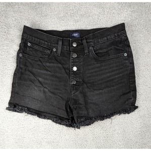 J Crew Womens Size 27 Black 4 Button Cutoff High‎ Waist Shorts 3" Raw Hem Summer